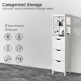 thumbnail image 3 of Tall Bathroom Cabinet, Slim Storage Cabinet, Narrow Floor Cabinet with 3 Drawers and 2 Tier Shelf, Freestanding Linen Tower, White, 3 of 8
