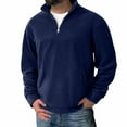 thumbnail image 4 of Men's 1/4 Zip Fleece Pullover Long Sleeve Stand Collar Fuzzy Sweater Sweatshirts with Pockets Solid Outerwear (L, Navy), 4 of 5