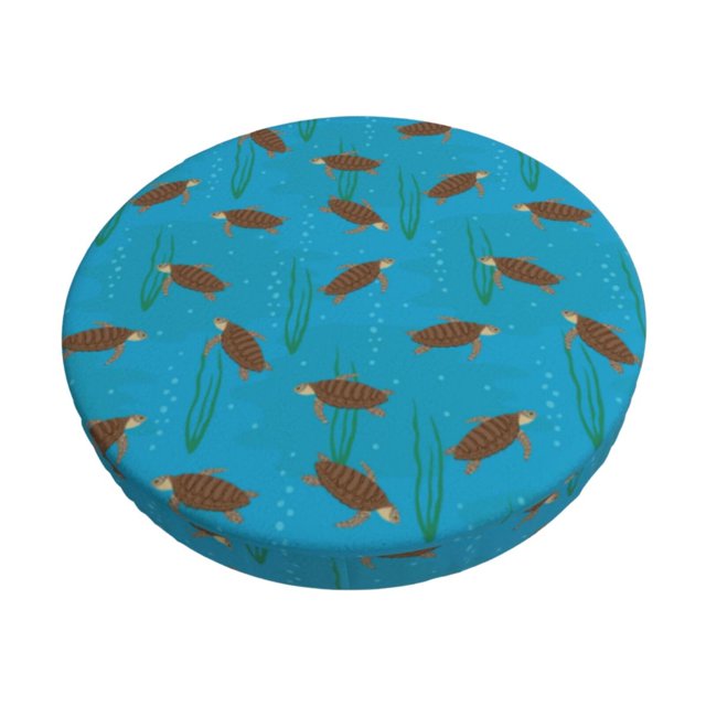 Disketp Sea Turtle Funda Redonda para Taburete, Funda de Cojín para Silla de Bar Suave y Elástica-14 inch