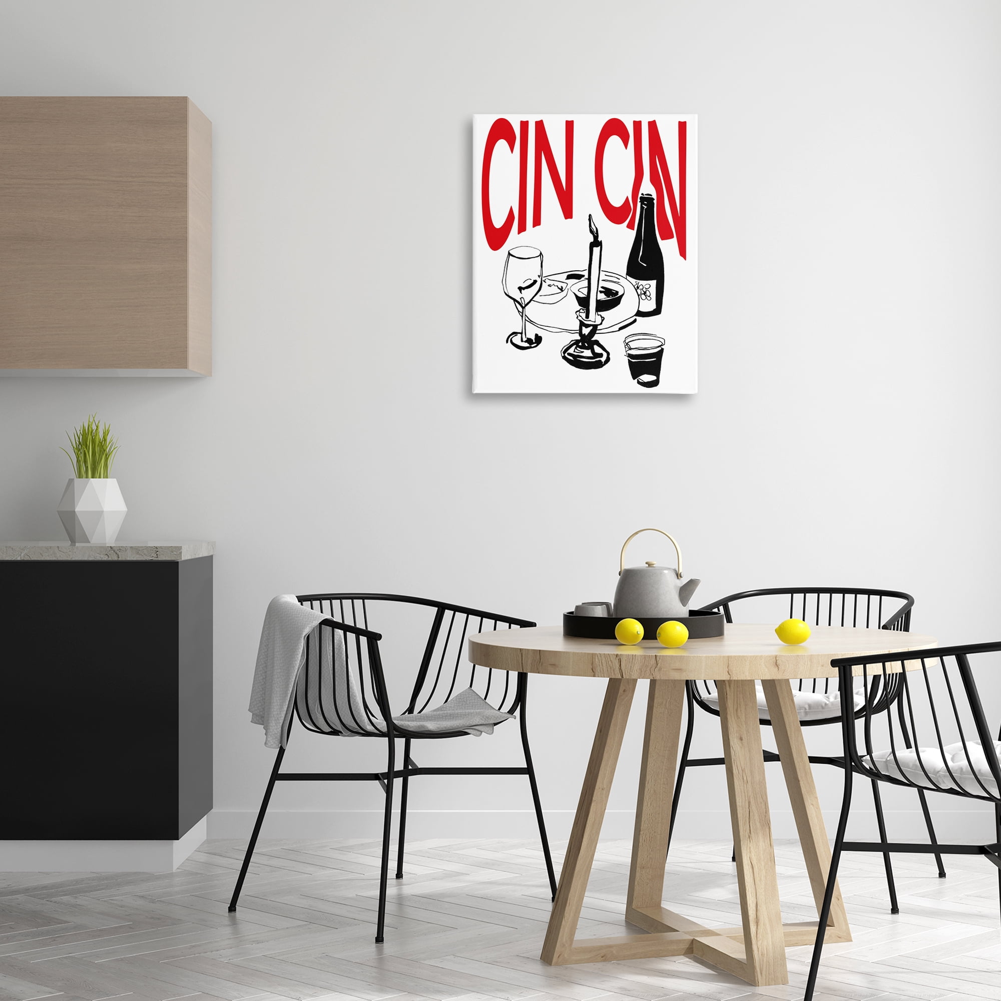 Stupell Industries Cheers Cin Cin Wine Food & Beverage Painting Wrapped Canvas Art Print Wall Art, 24 x 30