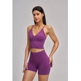 thumbnail image 6 of PISONIC 2 Piece Workout Sets for Women Cross Back V Neck Tank Top Matching High Waist Biker Shorts Gym Sets, 6 of 7