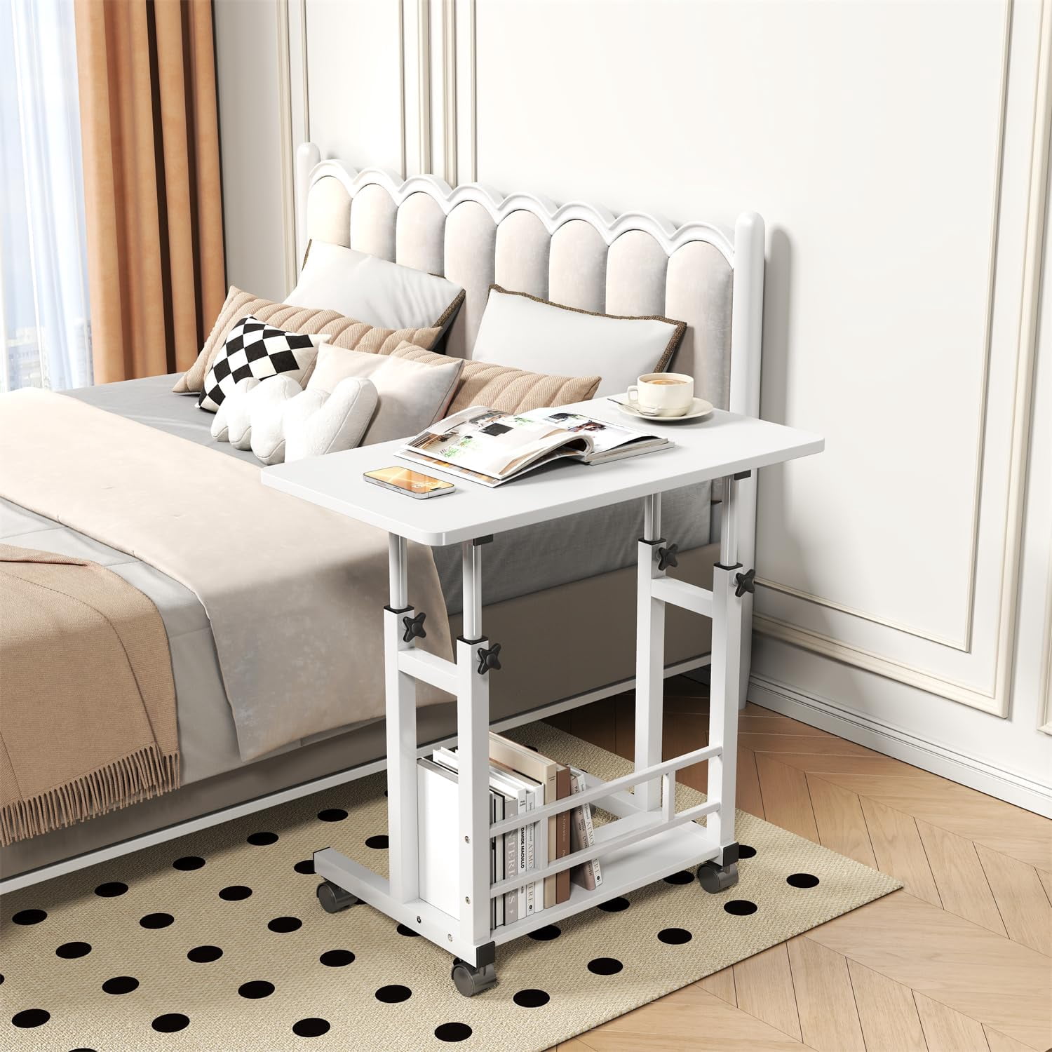 Adjustable Height Mobile Computer Desk with Wheels, 31.5"x15.75" Portable Standing Desk for Home Office, Study, Bedroom