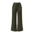 thumbnail image 4 of Women High Waisted Wide Leg Pants Fashion Drawstring Elastic Trousers Comfy Straight Leg Long Pants With Pockets Linen Elastic Waist Drawstring Long Wide Leg Pants Active Pants for Women Womens plus, 4 of 6