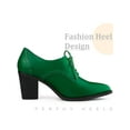 thumbnail image 3 of BLISSFUL STEP Pointy Toe Lace Up Block Heels Ankle Booties for Women Green 6.5, 3 of 6