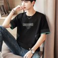 thumbnail image 3 of Camisetas de secado rápido para hombre, camisetas de gimnasio, camisetas para hombre, 100 % algodón, ropa estética con estilo del alfabeto, estilo Y2k, estilo vintage coreano, informal, 3 of 5