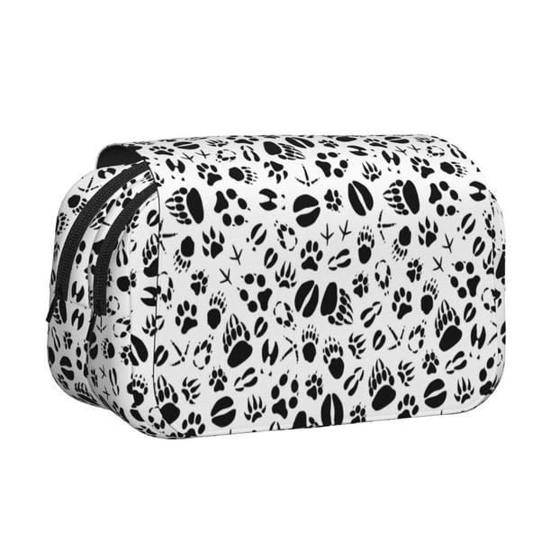 Disketp Black Footprints Estuche de Lápices de Doble Capa con Tapa Abatible y Cremallera, Organizador Escolar para Adolescentes y Adultos