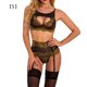 thumbnail image 1 of Conjunto de lencería sexy de encaje para mujer, ropa interior de malla hueca, sujetador, ropa de dormir, dorado, S Vogacara XX000092-01, 1 of 7