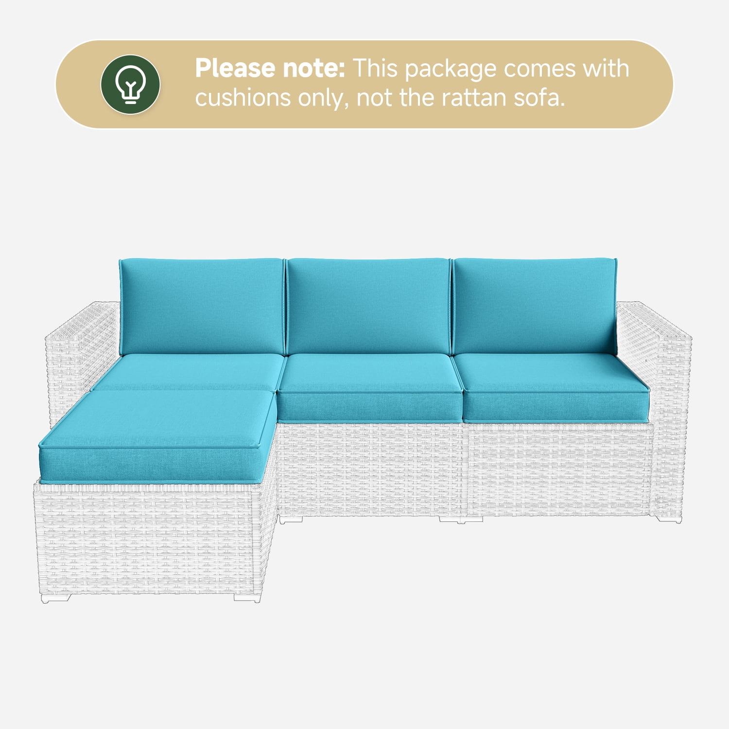 BaPiPro 4-Person Light Blue Outdoor Sectional Sofa Cushions, Waterproof Polyester Patio Cushions with High-Density Sponge, No Assembly Required, for Backyard, Balcony, Deck, Poolside