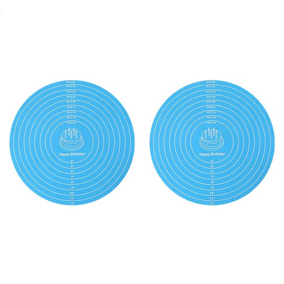 hejhncii 2Pcs Round Silicone Kitchen Dough Rolling Baking Mat For Cake Decorating Pizza Making Bread Kneading And Cookie Crafting