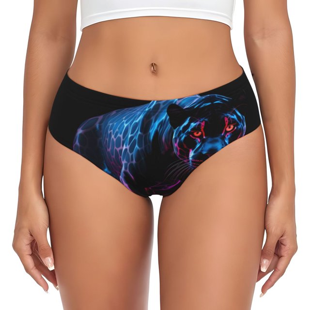 Balery Futuristic Purple Panther Ropa Interior de Algodón para Mujer con Dibujo – Braguitas Cómodas y Elásticas, Estilo Clásico-3X-Large