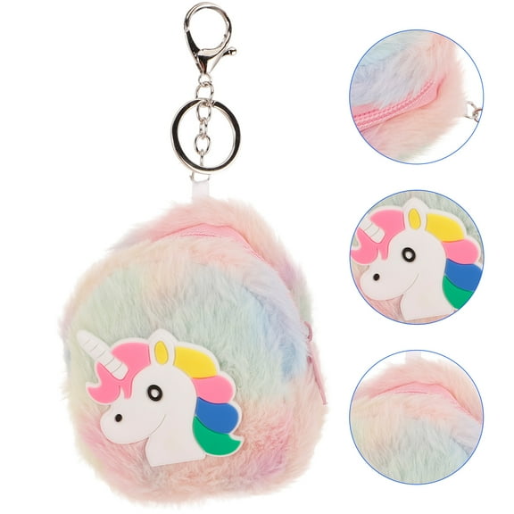EXHUMKY Back to School Women's Keychain Wallet Plush Purse 1 Pack Cute Small Bag