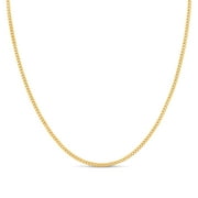 KEZEF 14K Gold Plated Sterling Silver Cuban Curb Chain 1.8mm Women's or Men's Necklace, Made in Italy, Curb Link 20" Necklace