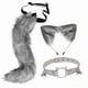 thumbnail image 4 of Conjunto de orejas y cola de gato y zorro, disfraz de animal para cosplay, ideal para cumpleaños y Halloween. Gris, 4 of 9