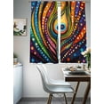 thumbnail image 4 of Colorful Peacock Sheer Curtains 63 Inch Long 2 Panels, Boho Abstract Feathers Polka Dots Light Filtering Rod Pocket Semi Sheer Curtains, Sheer Voile Drapes for Living Room Bedroom, 52"x63", 4 of 5