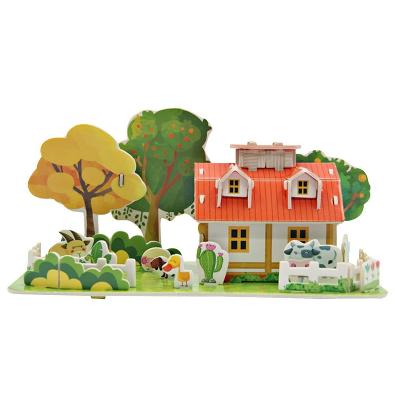 3D Paper Assembly House Model Children DIY Paper Building 