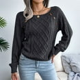 thumbnail image 5 of Women'S Casual Leopard Print Knitted Pullover Sweaters Long Sleeve Crew Neck Jumper Tops Black L, 5 of 7