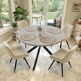 thumbnail image 6 of Hawsaiy 47" Round Dining Table for 4-6, Modern Farmhouse Kitchen Table with Metal Legs, Wood Circle Dinner Table for Kitchen & Dining Room, Gray, 6 of 8