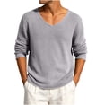 thumbnail image 6 of HAOTAGS Men’s V-Neck Long Sleeve Knit Sweater Casual Loose Fit Lightweight Ribbed Pullover Tops Gray Size 2XL, 6 of 9
