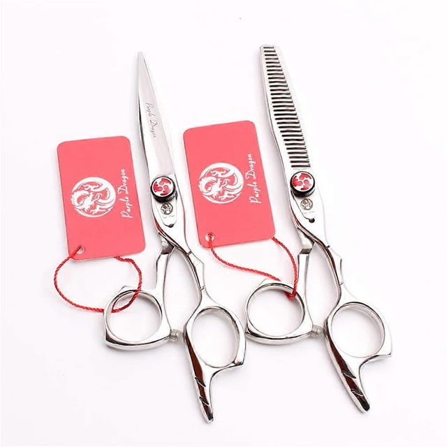 Juego de tijeras de peluquería de acero japonés de 15 cm (6 pulgadas) con kit de tijeras de entresacar.