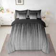thumbnail image 2 of jejeloiu Minimalist Geometric Lines 7-Piece Bedding Comforter Set,Gray Stripes King Bedding Sets For Kids Reversible, 2 of 8