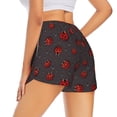thumbnail image 3 of Vsdgher Red Ladybugs On Dark Background Print Women's Running Double Layer Shorts High Waisted with Pockets Elastic Yoga Workout Athletic Gym Sports, 3 of 8