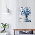 thumbnail image 4 of Nyssed  Blue Rustic Floral Wall Art Aesthetic Flower with Butterfly Canvas Wall Art Farmhouse Plant Vertical Wood Framed Prints Wall Decor for Bathroom Living Room Bedroom Kitchen Office 16x20 in, 4 of 5