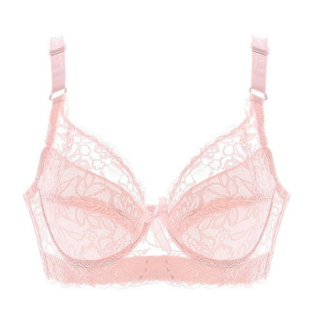 Lovzfmll Women s Low Back Bra Wirefree Seamless Bras Push Up Backless Bralette Multiway Straps Bra Embroidered Glossy Comfortable Breathable Bra Underwear with Rims Pink 105C