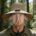 thumbnail image 4 of Gorro de pescador solar con USB recargable para hombres, protección solar de ala ancha, gorra de malla transpirable para exteriores de verano, 4 of 8