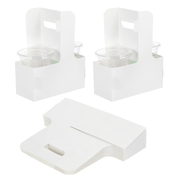 Portavasos Uxcell con asa, 15 Pcs de cartón Kraft, soporte para 2 tazas para bebidas calientes o frías, blanco