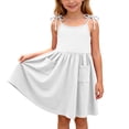thumbnail image 2 of Babcutegg Cute Solid Color Sleeveless Casual Dress With Functional Pocket And Tiered Ruffle Skirt For Girls White Size 7, 2 of 9