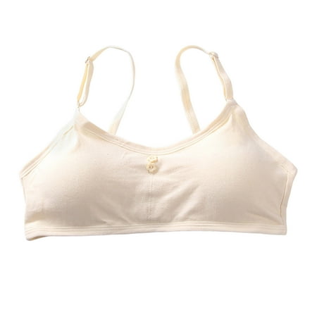 Bras For Girls 7-8 Big Girls  Adjustable Training Bra Cotton Bras Wireless Light Padded Seamless for Girl Teens Beige