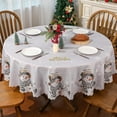 thumbnail image 3 of Christmas Tablecloth, Christmas Snowman Decor Table Cover Xmas Decorations for Home Winter Holiday Grey Scallop Edge Party Table Decorations 60 Inch Diameter, Round, 3 of 6