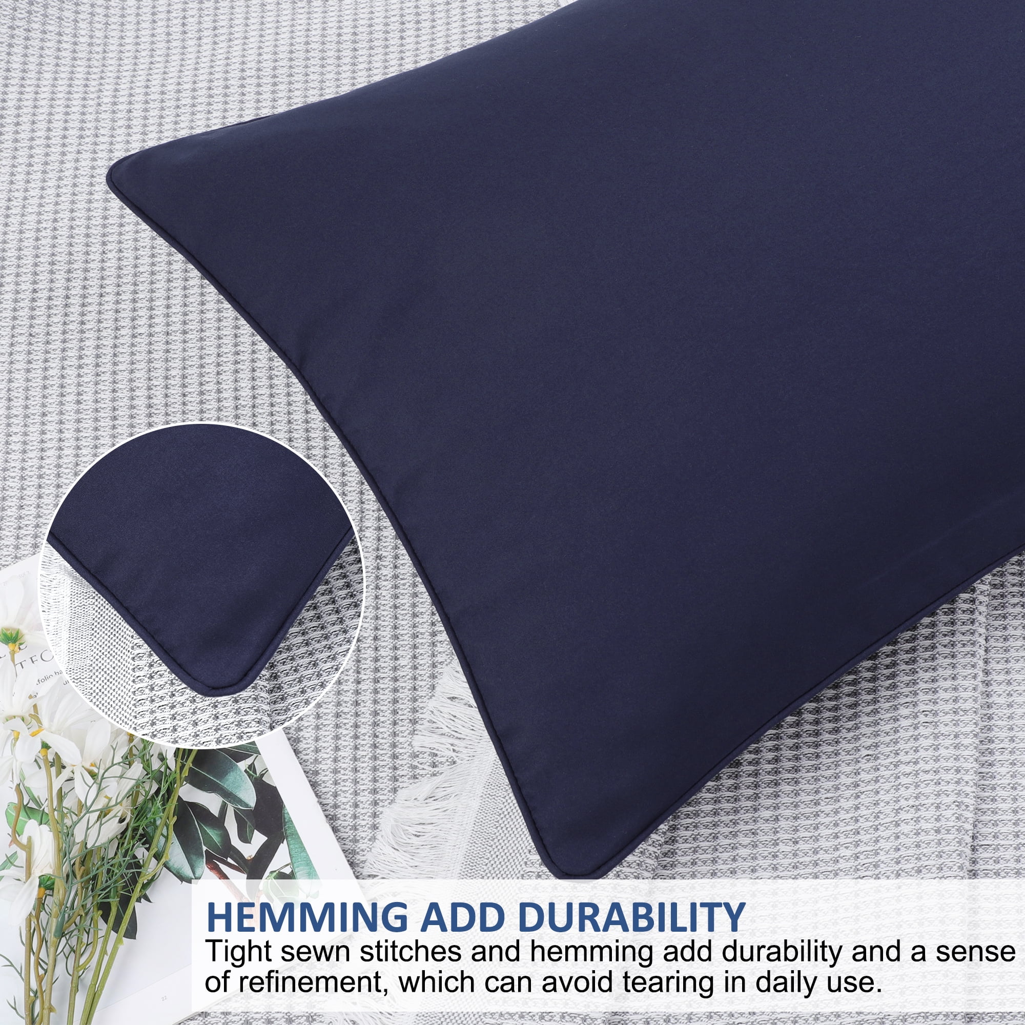 Unique Bargains Brushed Zipper Closure Body Microfiber Pillowcases Navy 20"x54"