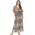 thumbnail image 5 of Sakkas Delma Women's Long Maxi Column V-neck Short Sleeve Slim Dress with Print - ZBK289-Black - One Size Regular, 5 of 5