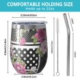 thumbnail image 5 of 12oz Stemless Wine Tumblers Pioneer Flower Floral Print Pattern Vacuum Insulated Stainless Steel Travel Tumbler Cups Mug with Lid and Straw for Champaign,Cocktail,Beer with Cleaning Brush, 5 of 5