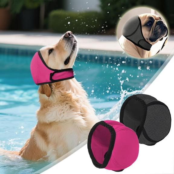 Dog Swimming Cap Adjustable Waterproof Ear Protection Hood Bathing Rainproof Head Cover for Small Medium Large Dog Puppy Water Activity Grey#050726