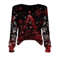 thumbnail image 4 of Chandails d'Automne Grande Taille pour Femmes Chandails de Noël pour Femmes 2025 Col Rond Vacances d'Hiver Mignons Pulls Vin, 4 of 7