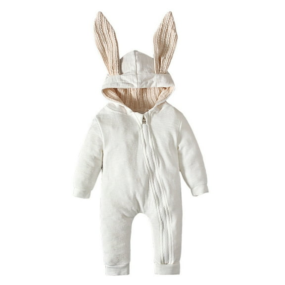 MZXELPRJD Baby Bunny Costume One Piece 3D Rabbit Ear Easter Hoodie Toddler Girls Boys Long Sleeve Winter Hooded Bodysuit Crawling Suit Baby Girl Clothes