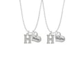 thumbnail image 2 of Delight Jewelry Silvertone Crystal Initial - H - Mother & Daughter Heart Necklaces (Set of 2), 19"+2", 2 of 4