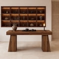 thumbnail image 6 of KIOOTTO 63" Modern Executive Desk: mid-century design, curved edges, tapered legs, spacious surface. Stylish and functional for home/office use., 6 of 8