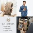 thumbnail image 6 of Dteck Case for iPhone 14 Plus Wallet Case for Women Men, Fashion Durable PU Leather Magnetic Flip Lanyard Strap Wristlet Zipper Card Holder Wallet Phone Case for iPhone 14 Plus 6.7-inch,Brown, 6 of 11