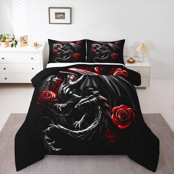 Castle Fairy Boys Girls Magical Dragon Twin Comforter Sets,Gothic Style Bedding Set