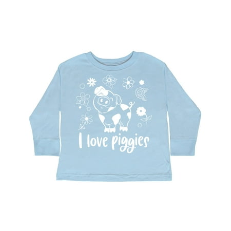 

Inktastic I Love Piggies Cute Pig and Flowers Gift Toddler Boy or Toddler Girl Long Sleeve T-Shirt