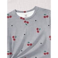 thumbnail image 5 of CCRFTGI Summer Outfits for Kids Girls Size 10-12 2 Piece Outfits Cute Preppy Clothing Sets Casual Cherry Print Short Sleeve T Shirts Top and Shorts Sport Activewear Gray 9-10 Years, 5 of 8