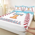thumbnail image 4 of jejeloiu Monogrammed T Letter Queen Sheet Sets,Baseball Theme Bed Set For Boys Girls 4 Pieces, 4 of 6