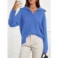 thumbnail image 5 of PRETTYGARDEN Fall Cable Knit Sweaters for Women Long Sleeve Loose Chunky Polo V Neck Sweater Casual Pullover Jumper Tops, 5 of 10