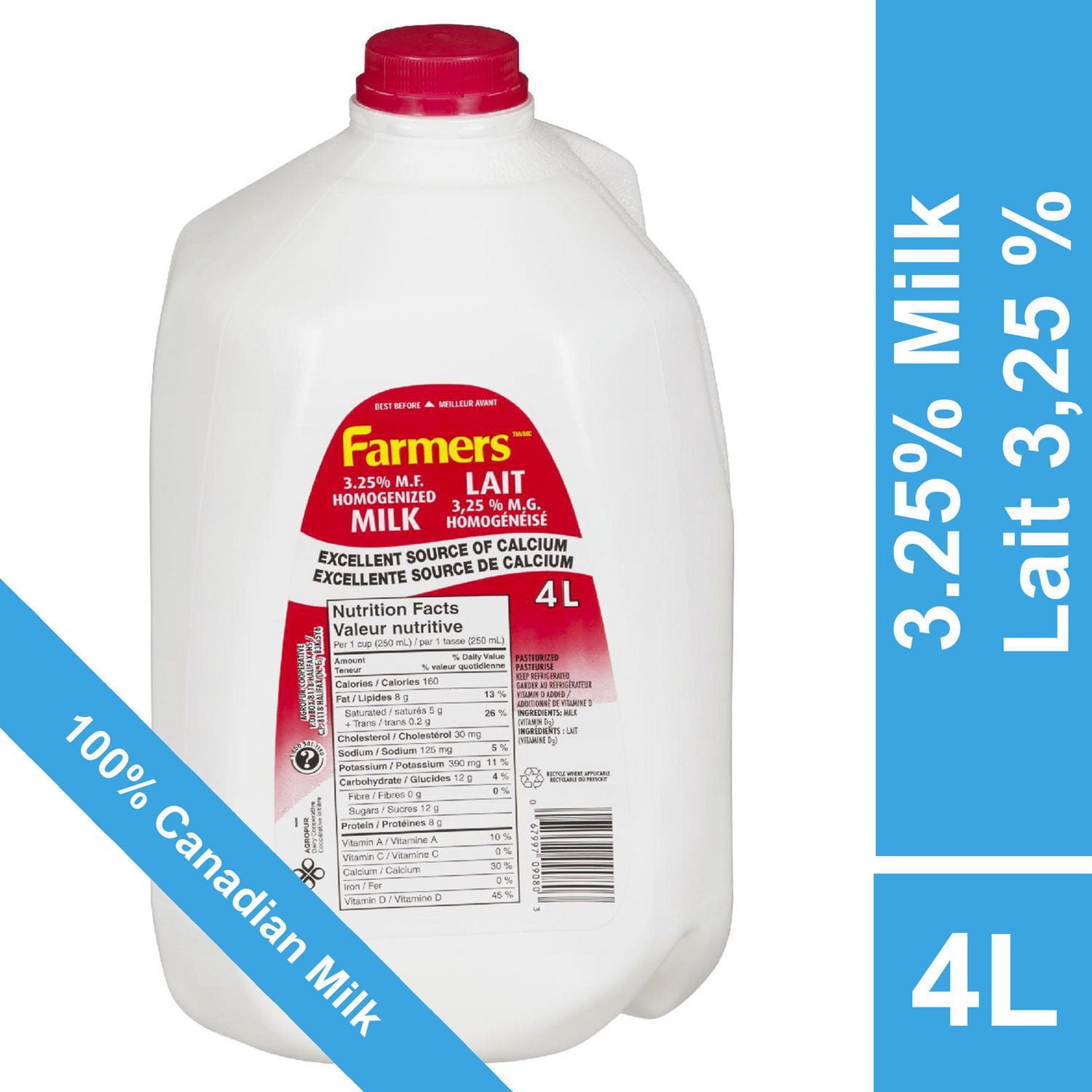 Farmers Homogenized 3.25% Milk, 4 L Jug - Walmart.ca Farmers Homogenized 3.25% Milk, 4 L Jug - Walmart.ca