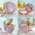 thumbnail image 2 of Pink Crystal Moonstone Diamond Ring Unisex Alloy Inlay Jewelry with Semi Precious Stones Gentle Shine Everyday, 2 of 5