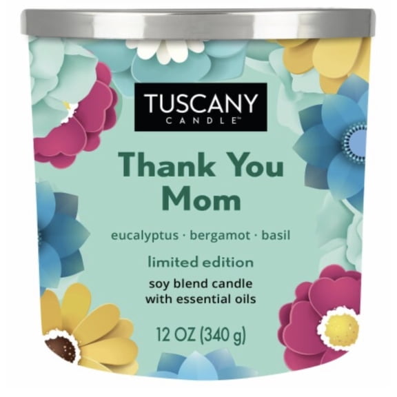Tuscany Candle Limited Edition Thank You Mom: Eucalyptus, Bergamot and Basil Scented Jar Candle, 12 oz