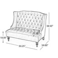 thumbnail image 2 of Grey Velvet Loveseat 2-Seater, Modern Glam Wingback Sofa with Button-Tufted Stitch, Soft Velvet Upholstery, Stylish Living Room Accent Couch, 50.25" W, 2 of 9